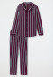 Long pajamas woven fabric button placket purple striped - selected! premium inspiration