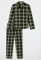 Pyjama lang geweven stof biologisch katoen knoopsluiting geruit donkergroen - Warming Nightwear