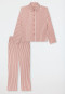 Lang pyjama van geweven stof met strepen in terracottakleur - Selected! premium