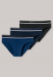 Confezione da 3 slip Rio in cotone biologico con elastico in vita blu / nero - 95/5