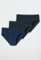Rio briefs 3-pack organic cotton woven elastic waistband solid-colored/striped dark blue - 95/5