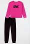 Schlafanzug lang Frottee Bündchen Love pink - Nightwear