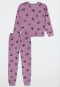 Schlafanzug lang Frottee Bündchen Schmetterlinge mauve - Nightwear