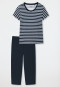 Pyjama 3/4-lengte biologisch katoen Bretonse strepen donkerblauw - Essential Stripes
