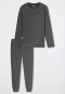 Pyjama dubbelrib lange manchetten donkergrijs gemêleerd - Modern Nightwear
