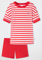 Pajamas short bamboo organic cotton stripes heart red - Natural Love