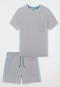 Pigiama corto in cotone organico grigio scuro mélange - Casual Nightwear