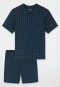 Pyjama court à poche poitrine, bleu foncé imprimé - « Comfort Essentials »