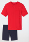 Schlafanzug kurz Brusttasche Kreise rot - Essentials Nightwear