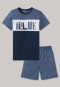 Schlafanzug kurz Colour Blocking jeansblau - Blue Emotion