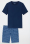 Schlafanzug kurz dunkeblau gemustert - Casual Essentials