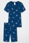 Pajamas short fine rib organic cotton unicorns blue - Girls World