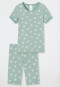 Pajamas short fine rib organic cotton daisies heather green - Natural Love