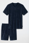 Pyjama court en tissu éponge modal bleu foncé - Frottee Nightwear