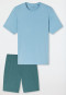 Schlafanzug kurz hellblau gemustert - Casual Essentials