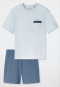 Schlafanzug kurz hellblau gemustert - Comfort Nightwear