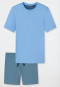 Pyjama court interlock bleu air imprimé - Fine Interlock