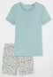 Schlafanzug kurz Interlock hellblau - Feminine Floral Comfort Fit