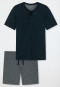 Pajamas short interlock button placket jade patterned - Fine Interlock