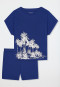 Pyjama court interlock, motif palmiers bleus - Interlock