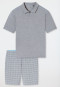Schlafanzug kurz Jacquard Polokragen admiral kariert - Selected Premium