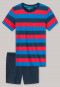 Pyjama court jersey encolure arrondie larges rayures multicolore - Surfer Style