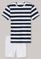 pajamas short jersey crew neck block stripes midnight blue - City Wanderer