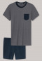 Pyjama kort jersey ronde hals borstzakje donkergrijs - City Wanderer