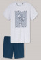 Pyjama court jersey encolure arrondie palmier gris chiné - Surfer Style