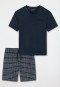 Pajamas short jersey V-neck blue - Ebony