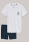 Schlafanzug kurz Jersey V-Ausschnitt New York grau-meliert - City Wanderer