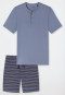 Schlafanzug kurz Knopfleiste blaugrau - Casual Nightwear