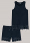 Schlafanzug kurz Modal Lochstickerei nachtblau - Organic Cotton