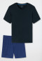 Pajamas short modal V-neck stripes midnight blue - Long Life Soft