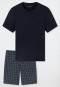 Schlafanzug kurz nachtblau gemustert - Casual Essentials