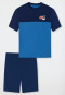 Schlafanzug kurz Organic Cotton Blockstreifen Comic blau - Nightwear