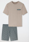 Schlafanzug kurz Organic Cotton braungrau gemustert - Comfort Nightwear