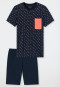 Korte pyjama, biologisch katoenen borstzakje, donkerblauw - Summer Camp
