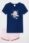Short pajamas organic cotton dogs hearts dark blue - Girls World
