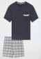 Pyjama short Organic Cotton ruitjes houtskool - Comfort Nightwear