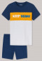 Pyjama kort biokatoen Keep going blokstrepen wit - Natural Love