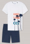 Pyjama court coton bio palmiers blanc - Beach Life