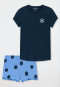 Pyjamas short Organic Cotton dots ruffles midnight blue - Nightwear