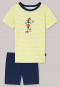 Pyjama court en coton bio rayé avec singes et ballon de foot jaune / bleu foncé - Boys World