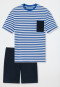 Pajamas short organic cotton stripes aqua – Aquatic Flow