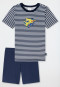 Pajamas short organic cotton stripes construction vehicle dark blue – Original Classics