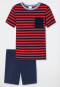 Pajamas short organic cotton striped chest pocket red - Boys World