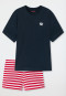 Pyjama court coton bio rayures bleu foncé - Aquatic Flow