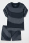 Pyjama kort biologisch katoen strepen donkerblauw - Just Stripes