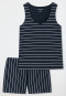 Schlafanzug kurz Organic Cotton Ringel dunkelblau - Just Stripes